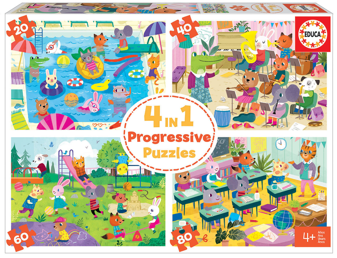 4 in a Box Puzzles. Dia na Escola 20+40+60+80